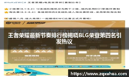 王者荣耀最新节奏排行榜揭晓BLG荣登第四名引发热议